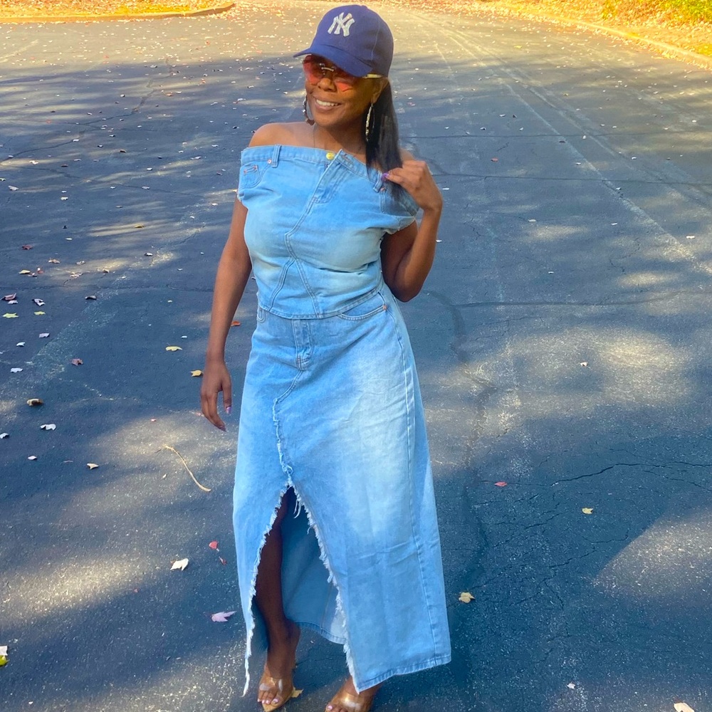 Couture Denim Skirt Set